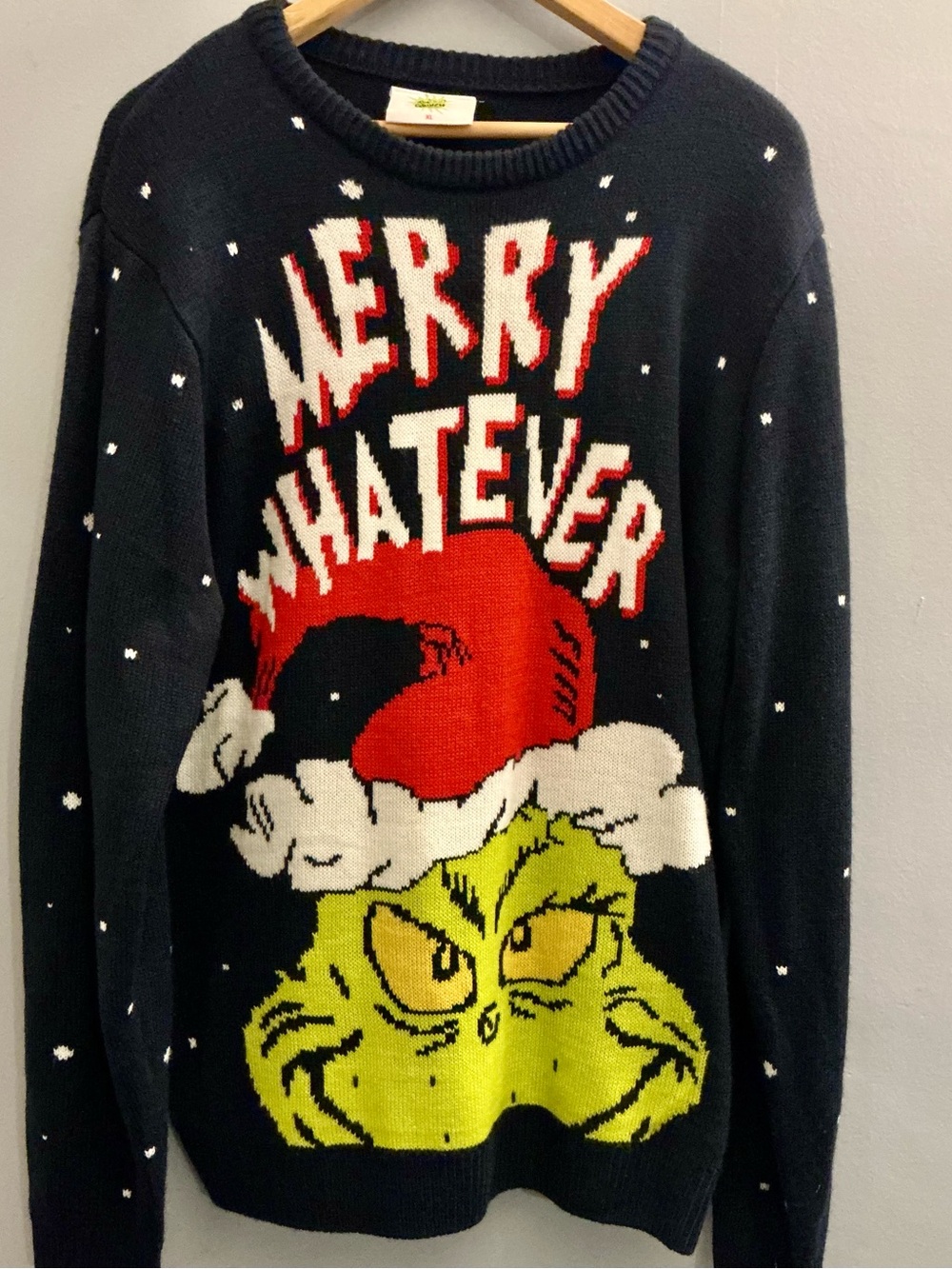 The Grinch Merry Whatever Holiday Sweater XL Dr. Seuss